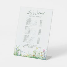 Liste de prix de fleurs de script aquarelle sauvag