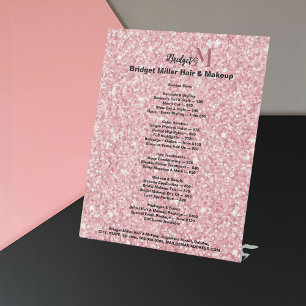Signe De Table Liste de prix de salon de beauté Blush Glitter