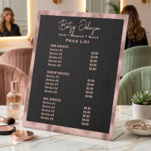 Liste de prix de salon de beauté en feuille de fau