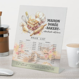 Signe De Table Liste de prix des desserts de pâtisserie de boulan
