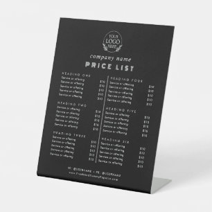 Signe De Table Liste de prix des services commerciaux de typograp