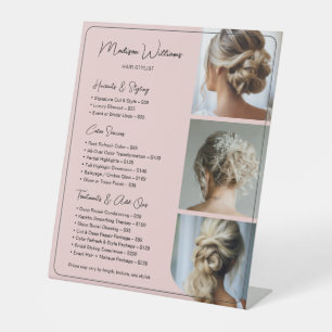 Signe De Table Liste de Prix des Services de Salon de Coiffure Ro