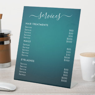 Signe De Table Liste de Prix des Services de Salon Minimaliste