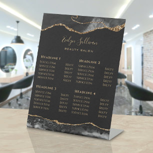 Signe De Table Liste de prix du salon de beauté Black and Gold Ag
