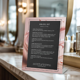 Signe De Table Liste de prix du salon de beauté Blush Pink