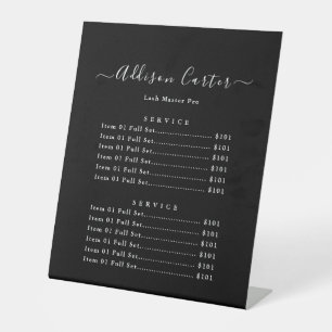 Signe De Table Liste de prix du salon de beauté élégant moderne