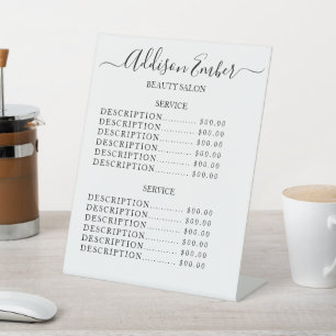 Signe De Table Liste de prix du salon de beauté Modern Business