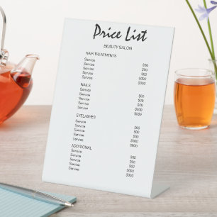 Signe De Table Liste de prix du salon de beauté Modern Business