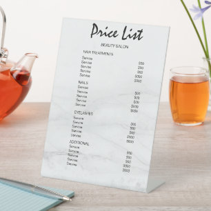 Signe De Table Liste de prix du salon de beauté Modern Business