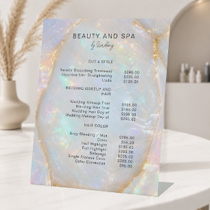 Signe De Table Liste de prix du Salon Opal Holographic Marble