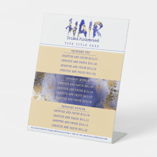 Signe De Table Liste de prix du service salon de coiffure couleur