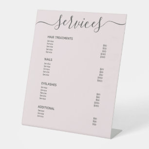 Signe De Table Liste de prix du service simple Blush Pink Hair St