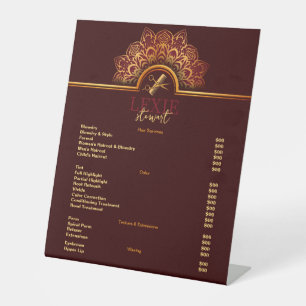 Signe De Table Liste de prix Elegant et Classy Hair Stylist