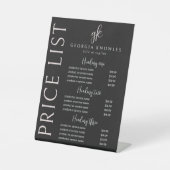 Signe De Table Liste de prix élégante moderne noir rose blush (Recto)