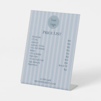 Signe De Table Liste de prix élégante pour bébé bleu rayé