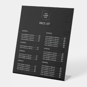 Signe De Table Liste de Prix   Enseigne de Présentation sur Pied 