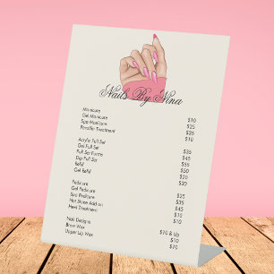 Signe De Table Liste de prix Liste de services ongles rose Salon 