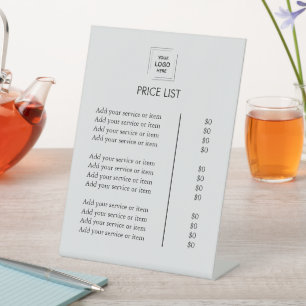 Signe De Table Liste de prix Logo d'entreprise Moderne gris arg