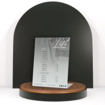 Liste de prix/Menu de coiffeur moderne gris blanc