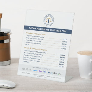 Signe De Table Liste de prix personnalisée pour les frais de nota
