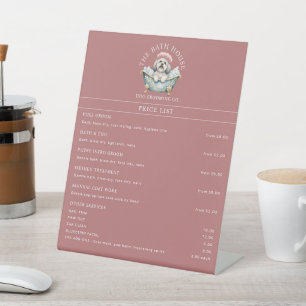 Signe De Table Liste de prix pour l'affiche de toilettage de chie