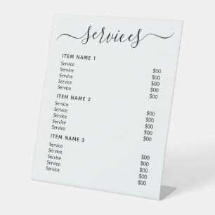 Signe De Table Liste de prix professionnelle moderne pour les ent