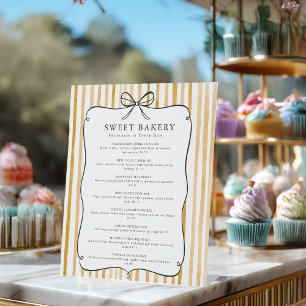 Signe De Table Liste de prix Ruban Vintage Rayure Jaune et Blanc
