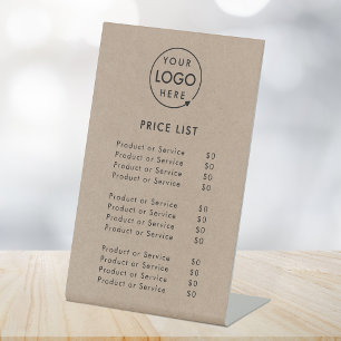 Signe De Table Liste de prix Rustique Kraft Business Modern Nat