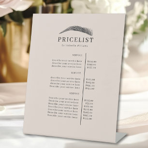 Signe De Table Liste de Prix Salon de Sourcils Élégant Minimal