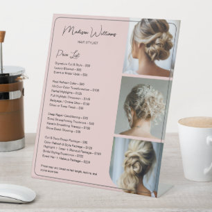Signe De Table Liste de prix Salon Hair Services Rose