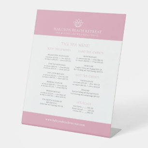 Signe De Table Liste de prix spa de beauté lotus blanc rose