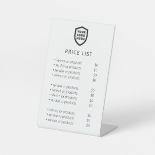 Signe De Table Liste de prix White Modern Business Logo