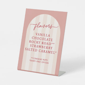 Signe De Table Liste de saveurs de glace pour la douche de mariée