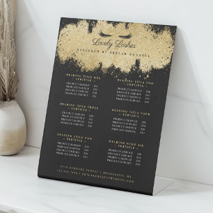 Signe De Table Liste de services de salon de beauté Black & Gold