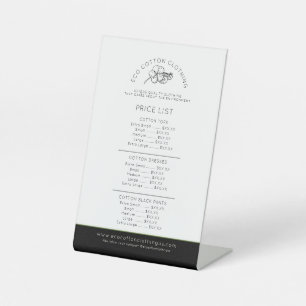 Signe De Table Liste des prix du produit logo coton noir blanc