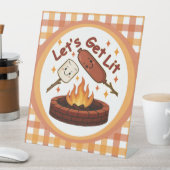 Signe De Table Lit Firepit - mignon Marshmallow & Hot Dog (In SItu)