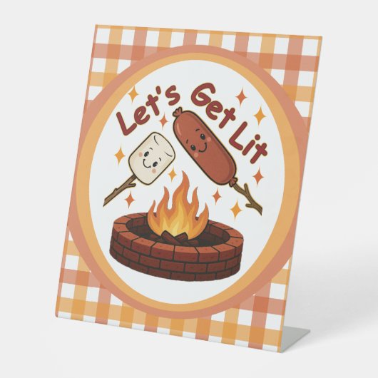 Signe De Table Lit Firepit - mignon Marshmallow & Hot Dog (Recto)