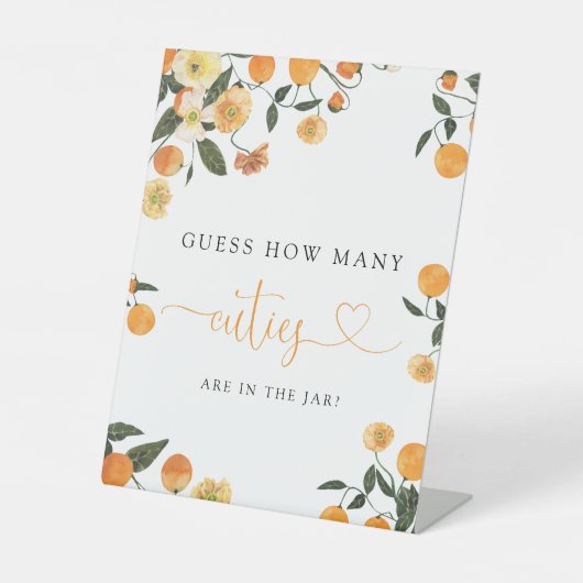 Signe De Table Little Cutie Botanical Baby shower Guess Game (Recto)