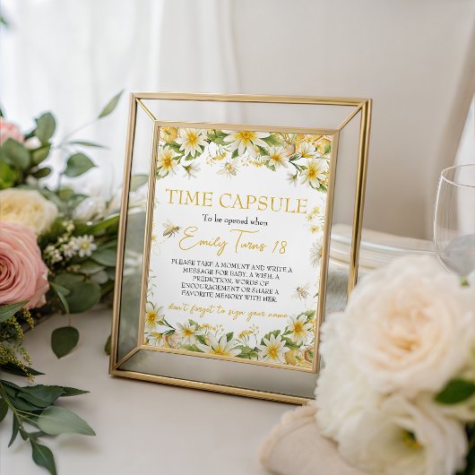 Signe De Table Little Honey 1st Birthday Time Capsule Sign