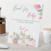 Signe De Table Livre Citrouille blanc rose or pour Baby shower Ga (In SItu)