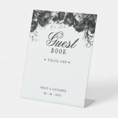 Signe De Table Livre d'hôtes classique gothique blanc Mariage (Recto)