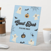 Signe De Table Livre d'hôtes Éffrayant Halloween bleu (In SItu)
