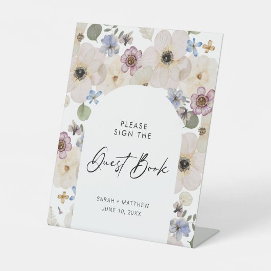 Signe De Table Livre d'hôtes floral moderne (Recto)