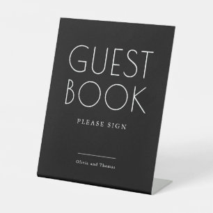 Signe De Table Livre d'hôtes minimaliste moderne Mariage noir