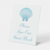 Signe De Table Livre d'hôtes Shell Beach Nautical Blue Mariage (Recto)