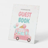 Signe De Table Livre d'invité de Camion Crème de glace rose (Recto)