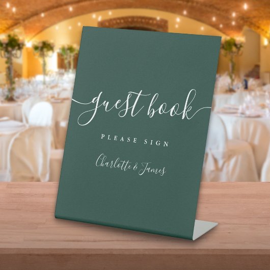 Signe De Table Livre d'invité Emerald Green Signature Script