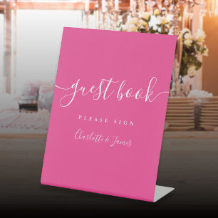 Signe De Table Livre d'invité Hot Pink Signature Script