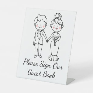 Signe De Table Livre d'invité Mariage de mariée de dessin animé