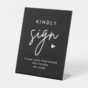 Signe De Table Livre d'invité Mariage noir Signer kindly